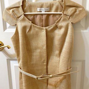 Beige Belted Linen Blouse